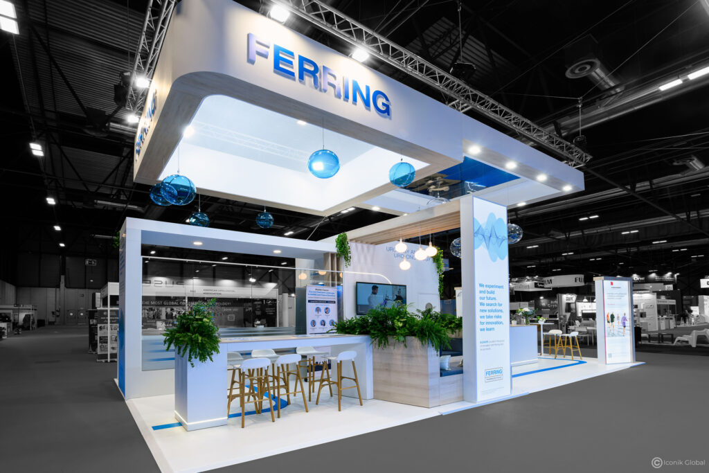 Stand Ferring menuisé pour l&#039;EAU (European Association of Urology) 2025 à Madrid