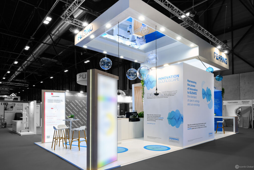 Stand Ferring menuisé pour l&#039;EAU (European Association of Urology) 2025 à Madrid