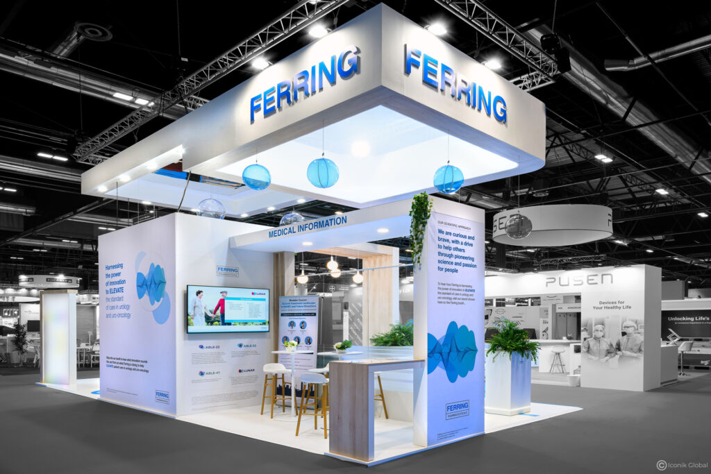 Stand Ferring menuisé pour l&#039;EAU (European Association of Urology) 2025 à Madrid