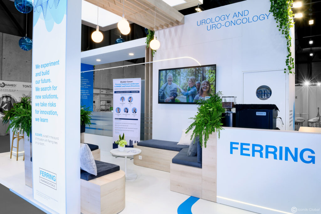 Stand Ferring menuisé pour l&#039;EAU (European Association of Urology) 2025 à Madrid