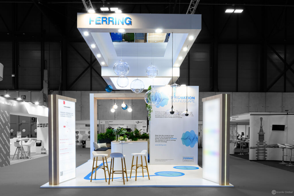 Stand Ferring menuisé pour l&#039;EAU (European Association of Urology) 2025 à Madrid