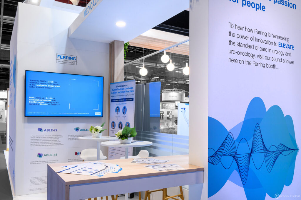 Stand Ferring menuisé pour l&#039;EAU (European Association of Urology) 2025 à Madrid