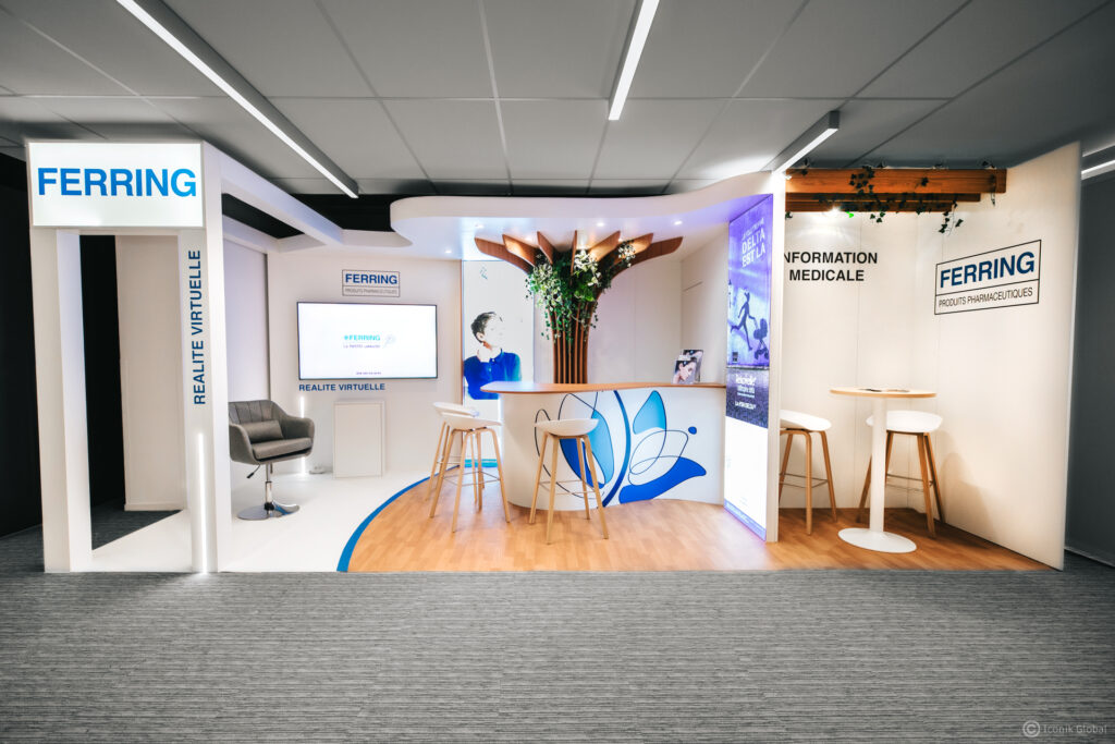 Stand Ferring menuis&eacute; pour le congr&egrave;s FFER (F&eacute;d&eacute;ration Fran&ccedil;aise d'&Eacute;tude de la Reproduction) &agrave; Brest