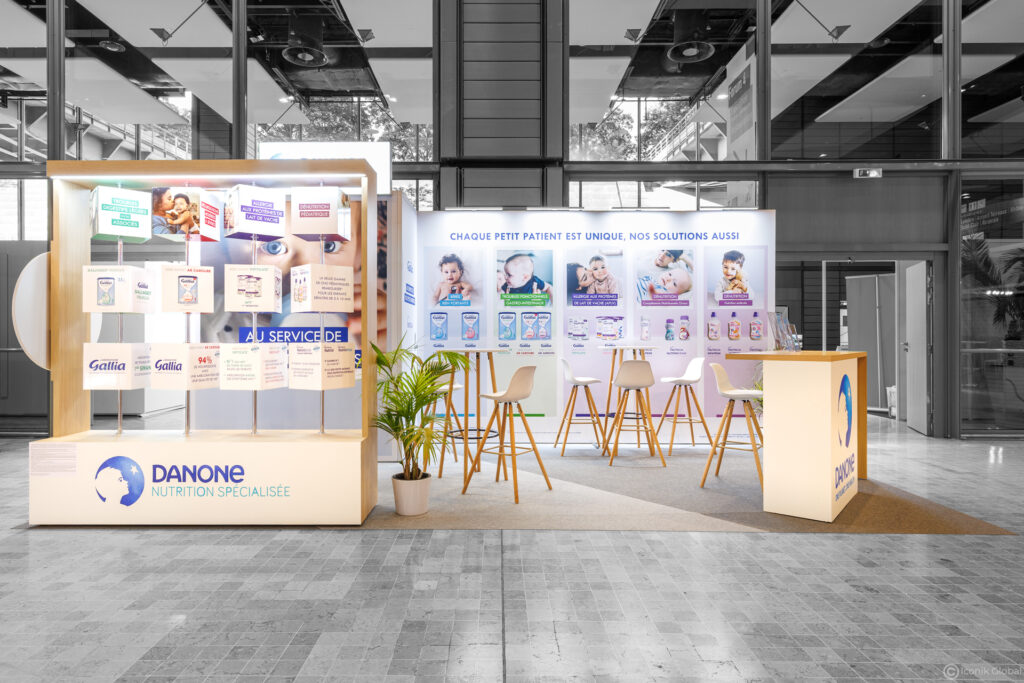 Stand modulaire Danone (Nutricia) pour SFP 2025 (congr&egrave;s de Soci&eacute;t&eacute; Fran&ccedil;aise de P&eacute;diatrie) &agrave; Lyon