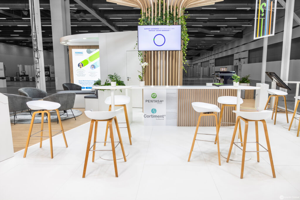 Stand traditionnel Ferring con&ccedil;u pour l'ECCO (European Crohn's and Colitis Organisation) 2026 &agrave; Stockholm